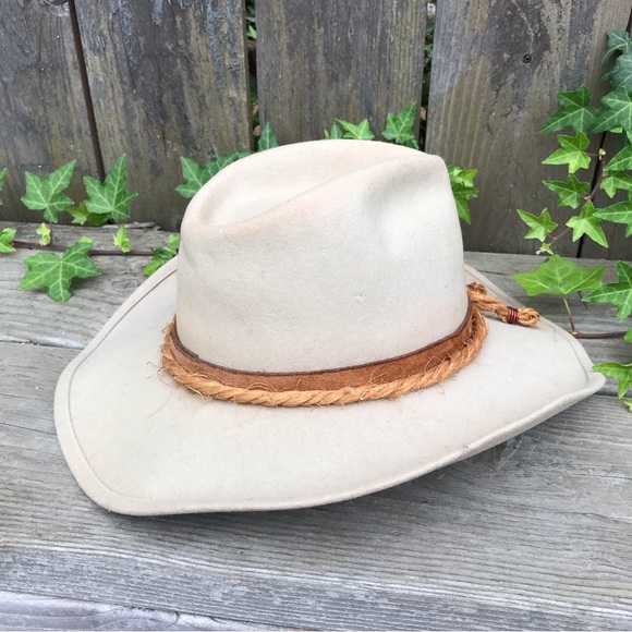 Shady Brady Small Wool Hat Western Ranch Rancher Rope Jute Leather Suede Cowboy - Picture 6 of 12